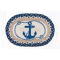 Capitol Importing Co 10 x 15 in. Jute Oval Navy Anchor Printed Swatch 81-443NA